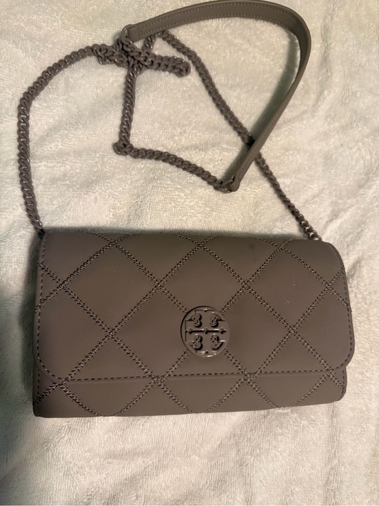 Tory Burch Handbags - Tory Burch Quilted Leather Crossbody Bag in Taupe Gray